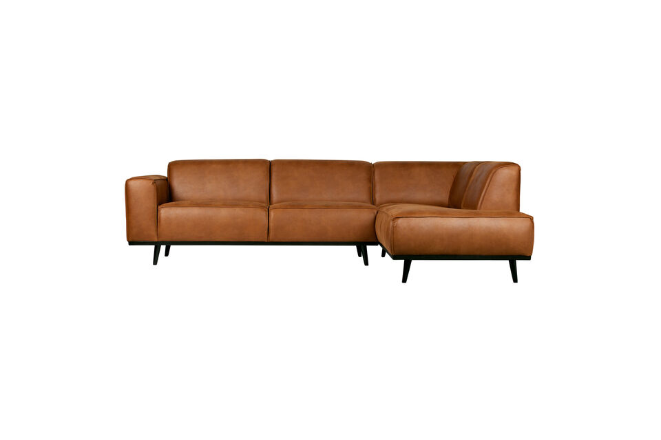 Canapé d'angle droite eco-cuir Cognac Statement Woood