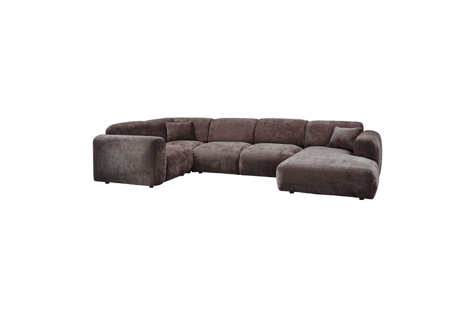 Canapé d'angle gauche chenille brun chaud CLOUD Woood