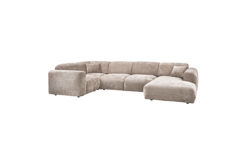 Canapé d'angle gauche Chenille Naturel CLOUD Woood