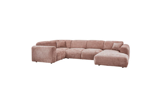 Canapé d'angle gauche chenille taupe/rose CLOUD