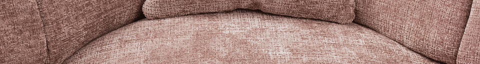 Mise en avant matière Canapé d'angle gauche chenille taupe/rose CLOUD