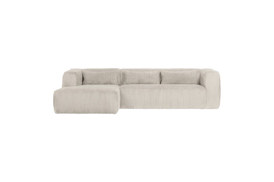 Ce canapé 5 places d\'angle gauche côtelé gris clair Bean invite à la détente et à la