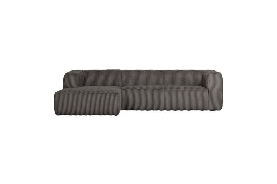 Canapé d'angle gauche côtelé gris foncé Bean Woood