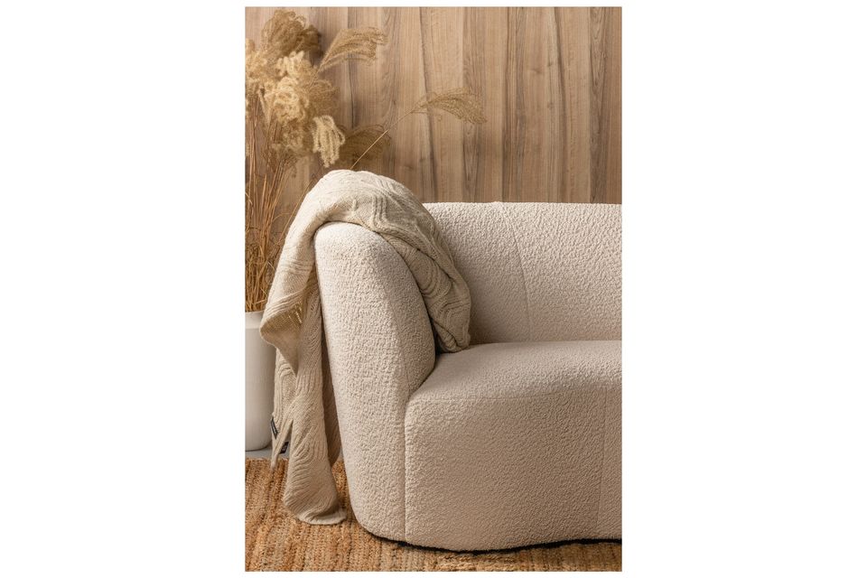 Le canapé 2 places d\'angle gauche en tissu crème Stone est un banc convivial