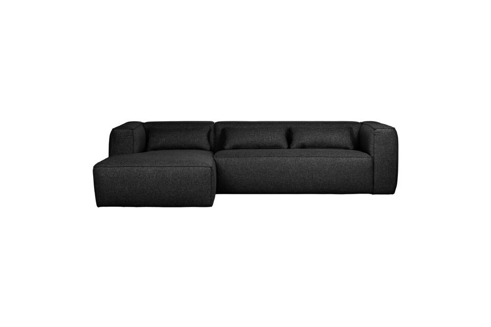 Canapé d'angle gauche 5 places en tissu gris foncé Bean, confortable et luxueux