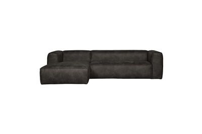 Canapé d'angle gauche en tissu noir Bean