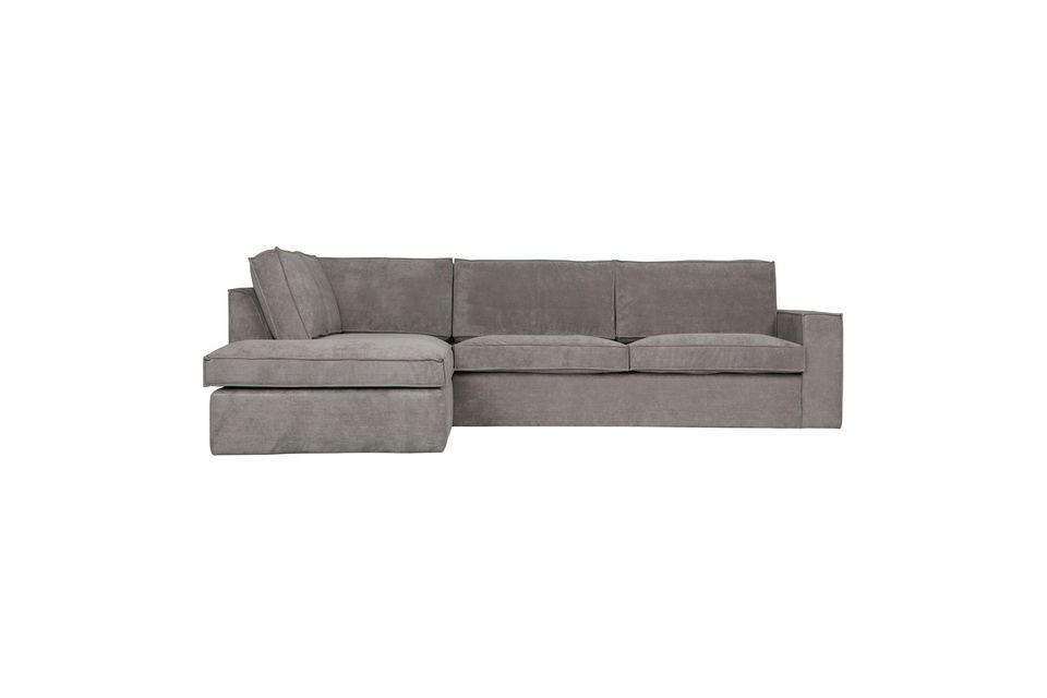 Canapé d'angle gauche en velours côtelé gris Thomas Woood