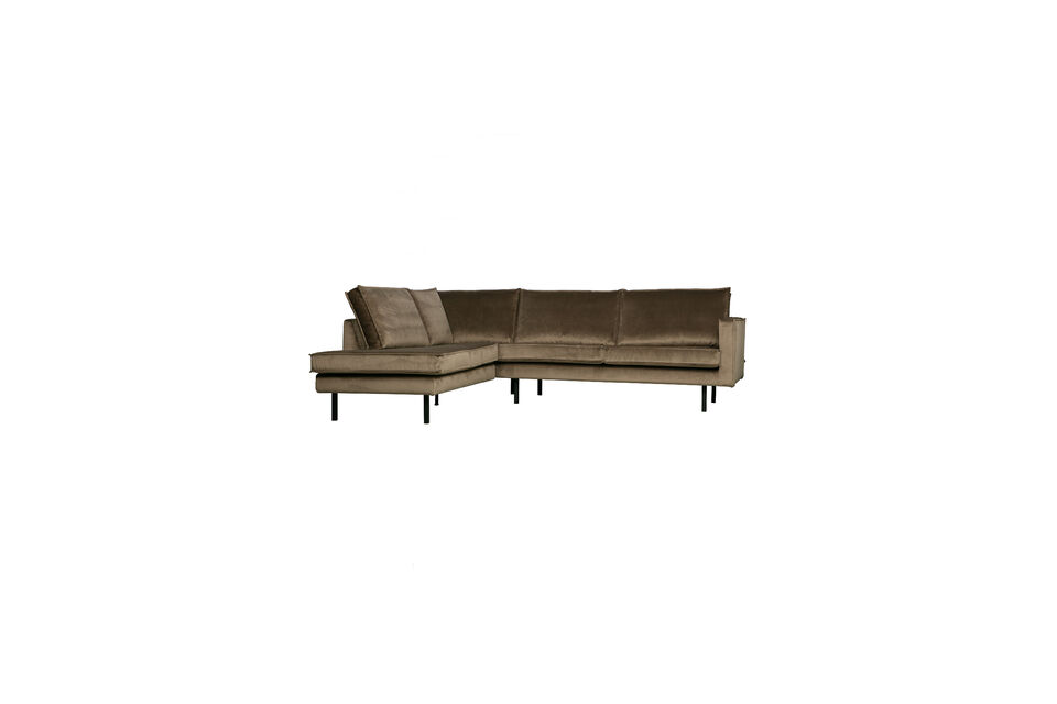 Canapé d'angle gauche velours taupe Rodeo Woood