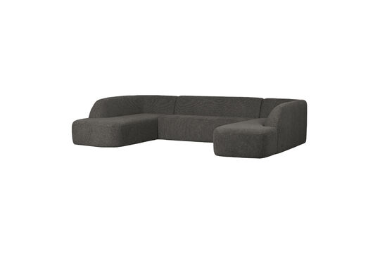 Canapé en U 339 cm chenille gris/noir chiné Sloping