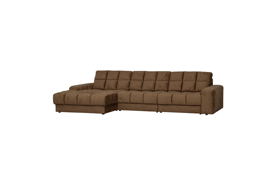 Canapé méridienne gauche velours texturé laiton SECOND DATE Woood