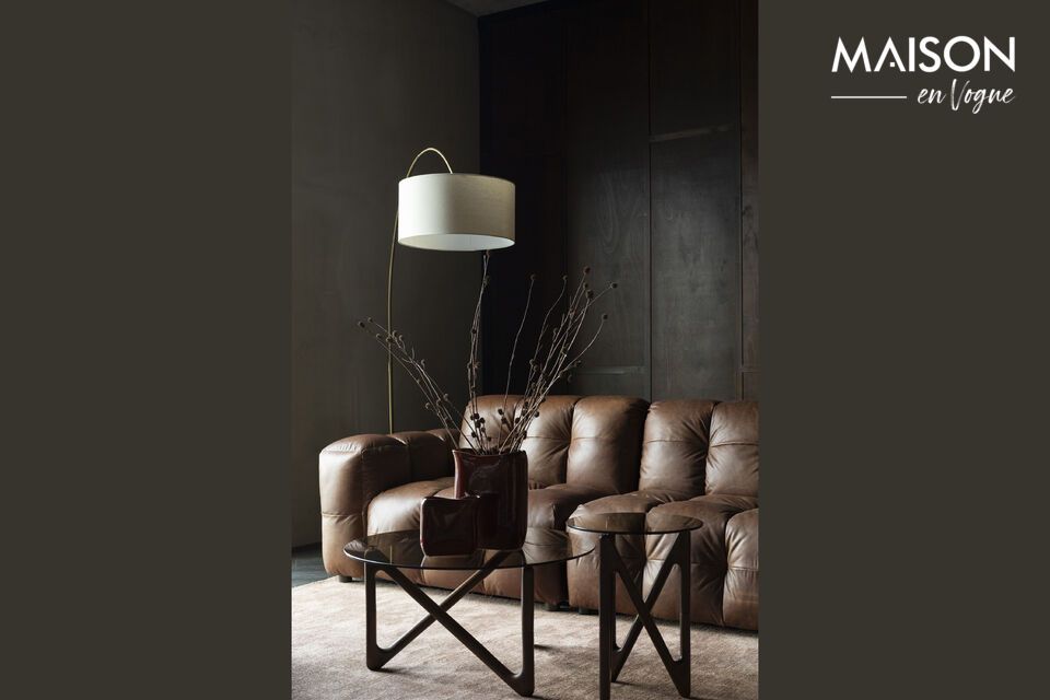 Le canapé Hackman 4 places en cuir de vachette marron est un modèle modulaire conçu pour