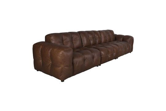 Canapé modulaire 4 places en cuir marron Hackman