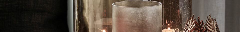 Material Details Candle Holder 14 cm Glass and Travertine Brown Rivo