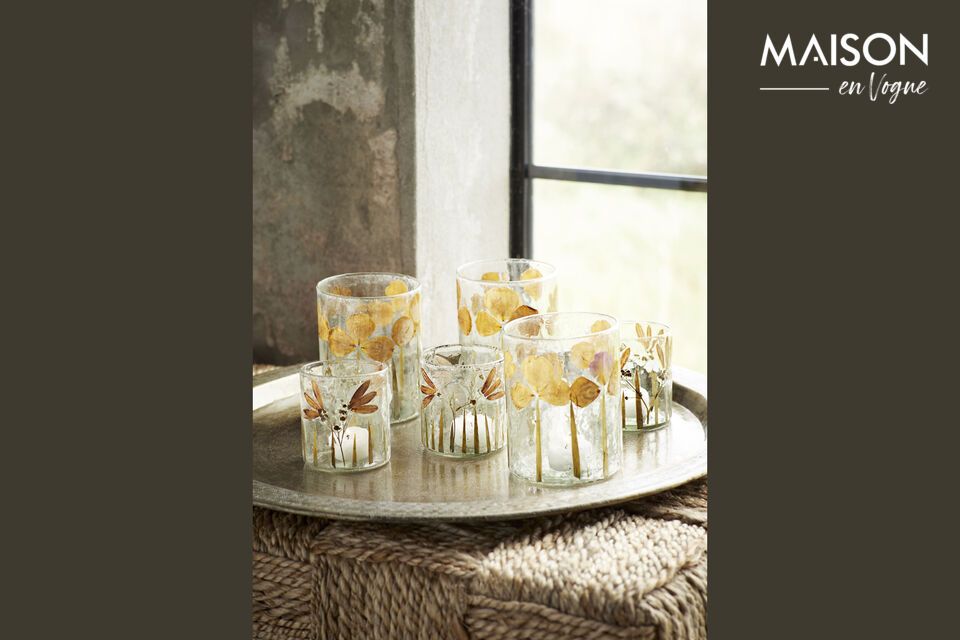 Candle holder in clear  glass Leaves Madam Stoltz