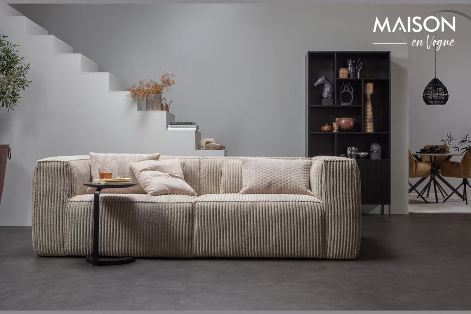 Sofa 4 places in fabric Cream BEAN