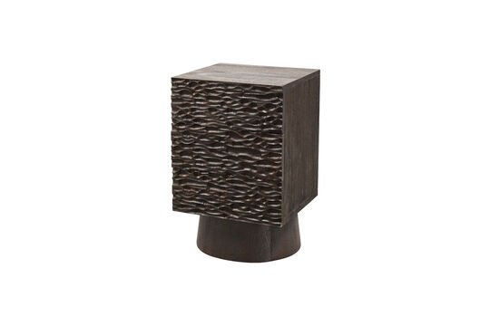 Carved nightstand mango wood walnut Crumble