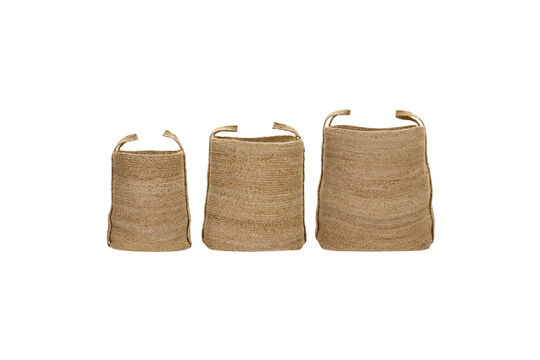 Cestas de almacenaje set de 3 yute natural Stella Clipped