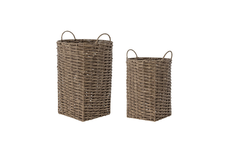 Ceste portaoggetti (set di 2) in polyrattan marrone Cestina - 4