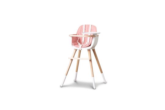 Chaise bébé haute OVO blanche et rose