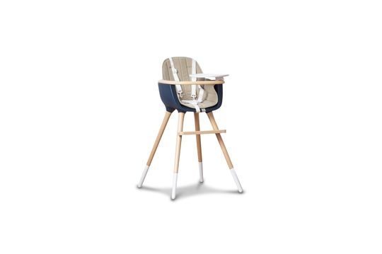 Chaise bébé haute OVO bleue assise beige