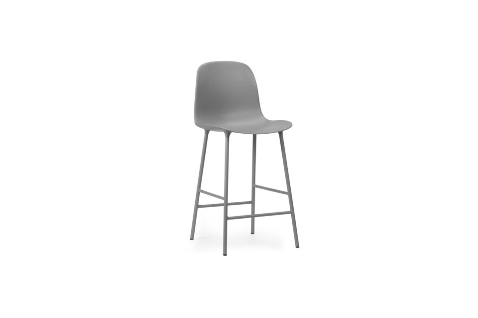 Chaise de bar en acier et plastique gris 65cm Form Normann Copenhagen