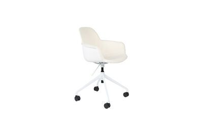 Chaise de bureau en plastique et tissu blanc Albert Kuip
