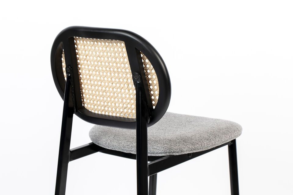 Chaise de comptoir en rotin et tissu gris Spike - 10