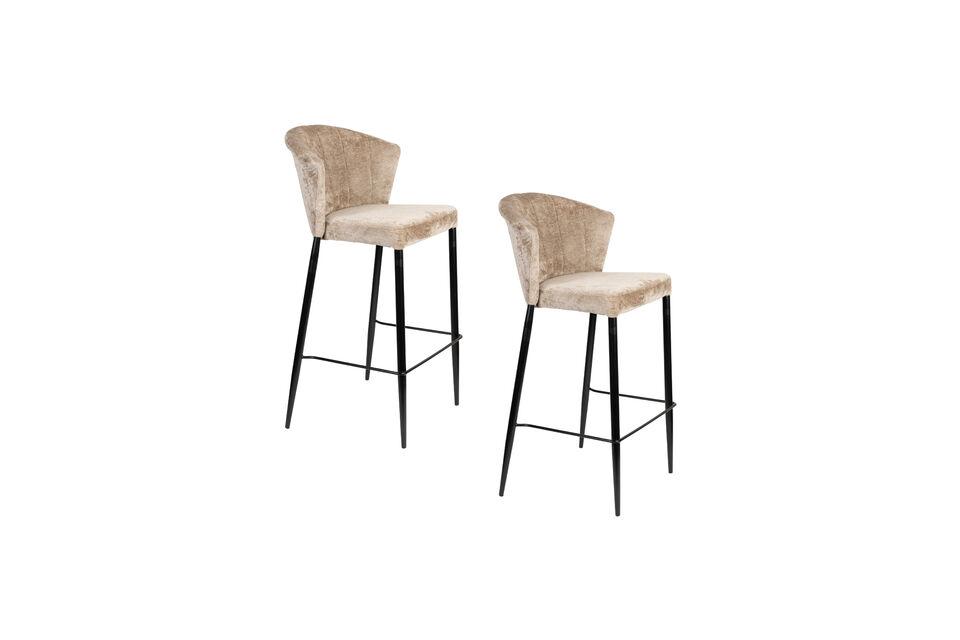 Chaise de comptoir en tissu beige Georgio - 11