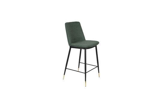 Chaise de comptoir en tissu vert foncé Lionel
