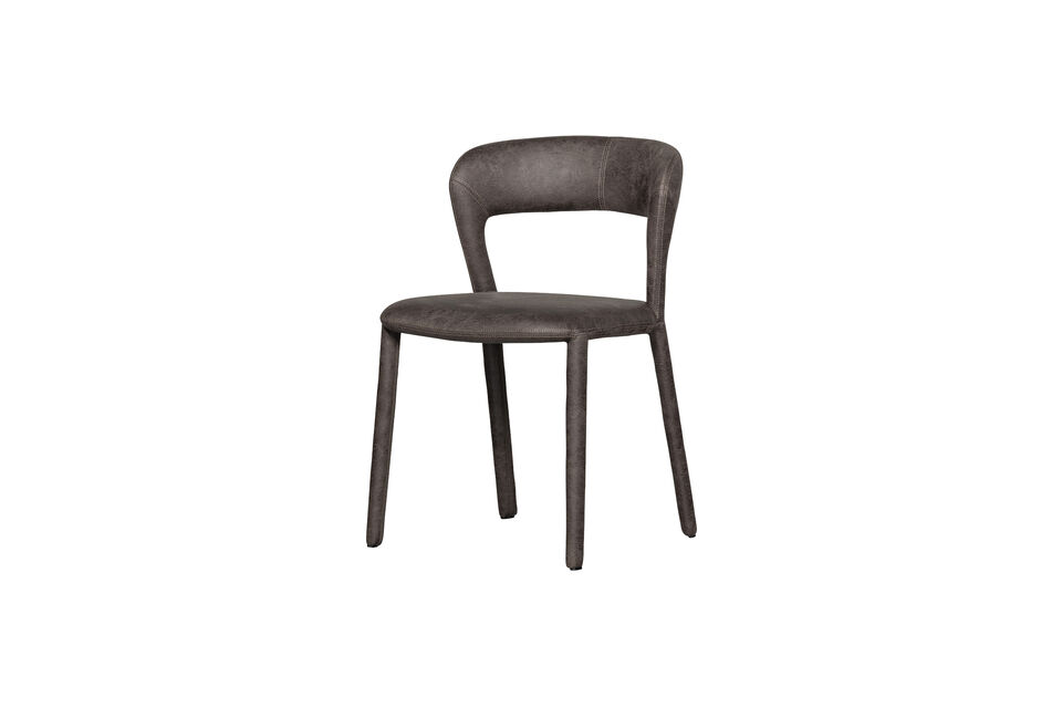 Chaise de salle à manger aspect cuir noir/gris NOBLE Woood
