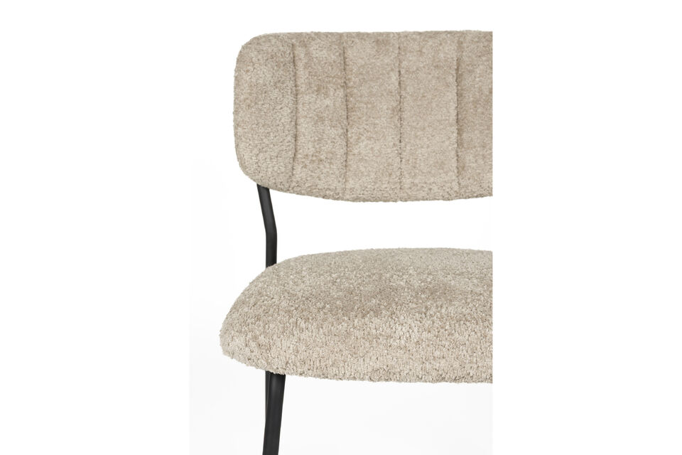 Chaise de salle à manger bouclée beige et noir Jolien - 5