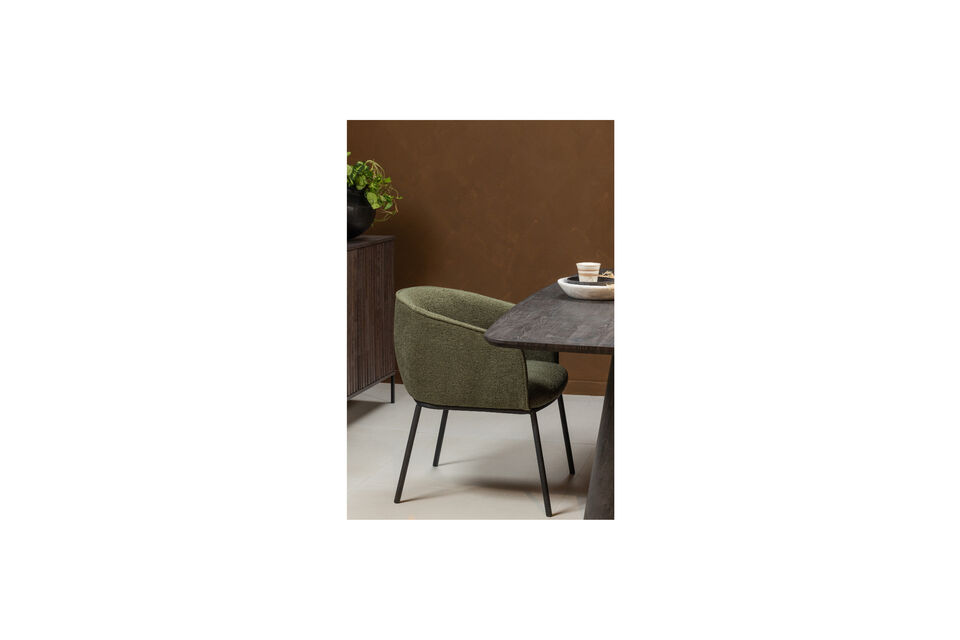 Chaise de salle à manger confortable Assise en forme de baquet recouverte d\'un tissu bouclette