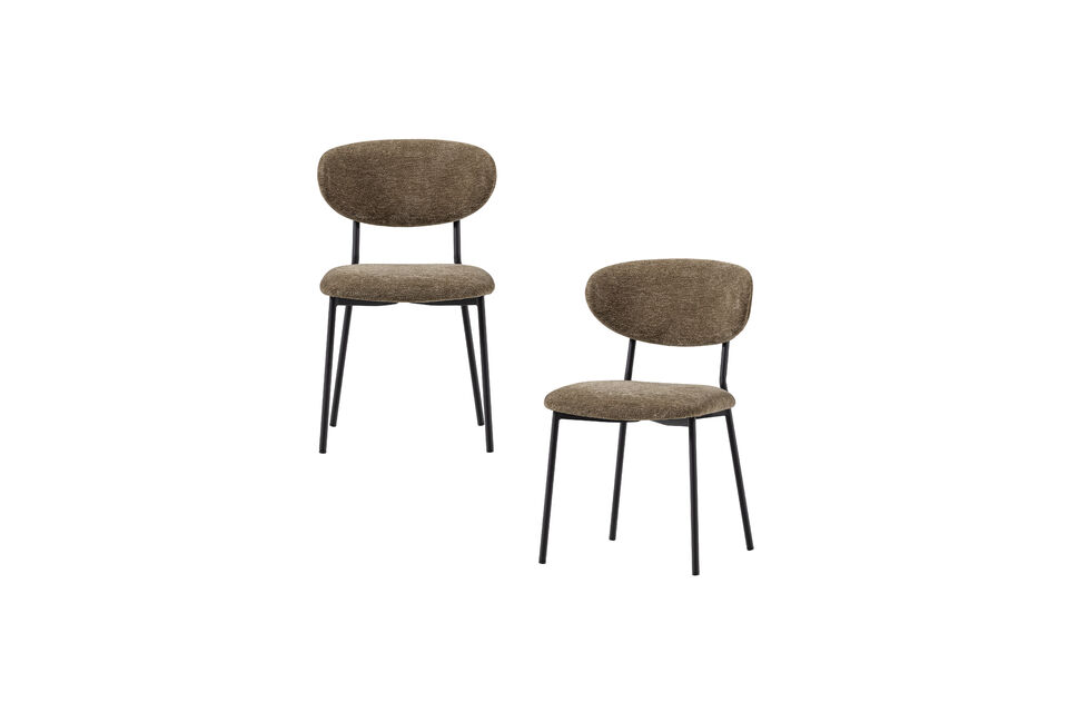 Chaise de salle à manger moderne et empilable Kjeld Revêtement en tissu chenille (100 % PES)