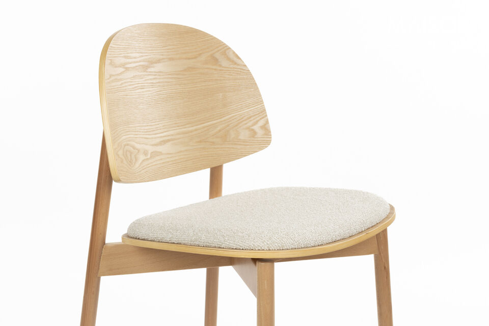 Chaise de salle à manger en bois de hêtre et tissu naturel Sunrise - 9