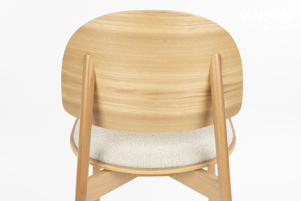 Chaise de salle à manger en bois de hêtre et tissu naturel Sunrise - 10