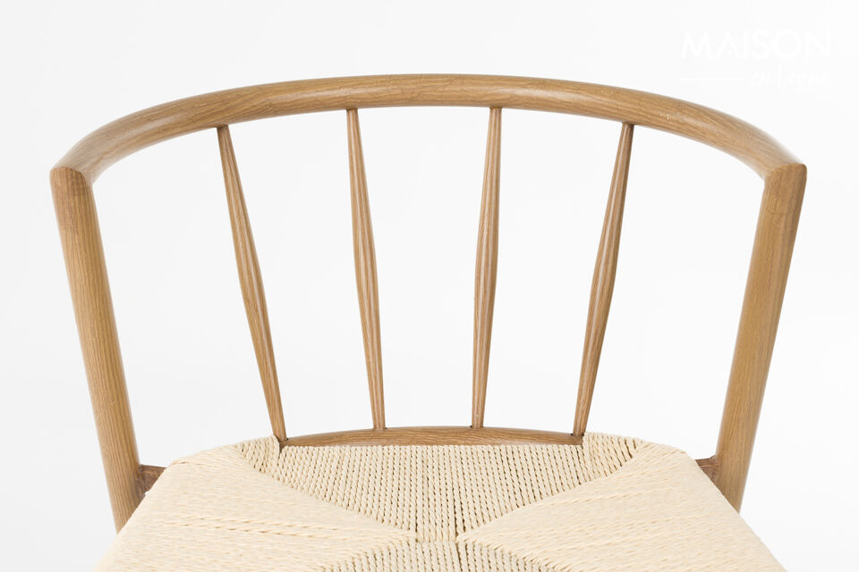 Chaise de salle à manger en papier tressé marron Che - 8