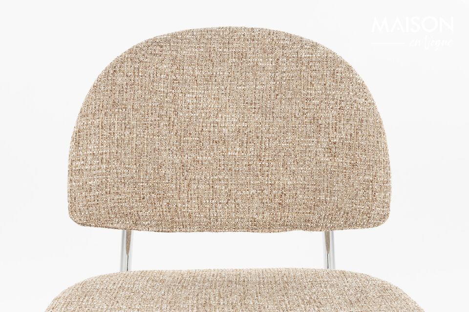 Chaise de salle à manger en polyester beige et métal argenté Sunrise - 7