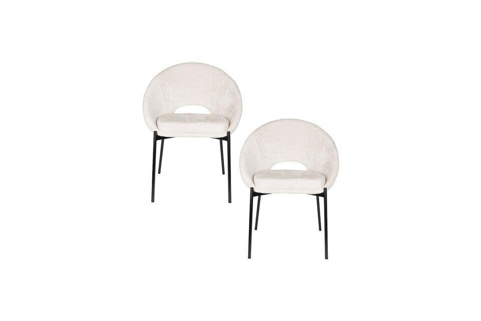 Chaise de salle à manger en polyester blanc cassé Dando - 4