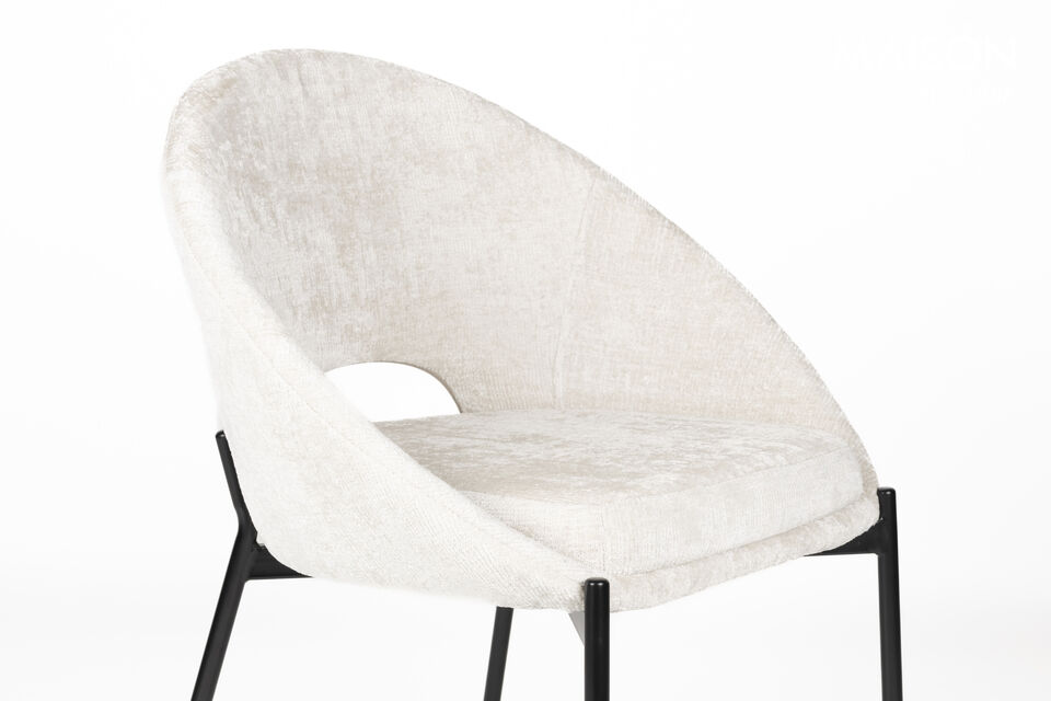 Chaise de salle à manger en polyester blanc cassé Dando - 6