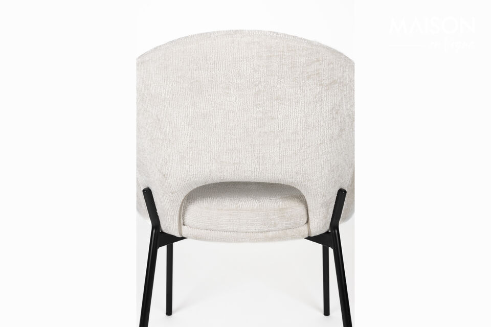 Chaise de salle à manger en polyester blanc cassé Dando - 7