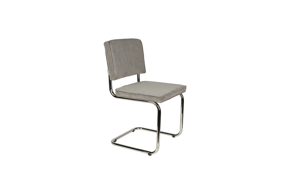 Chaise de salle à manger en tissu côtelé gris clair Ridge Rib Zuiver