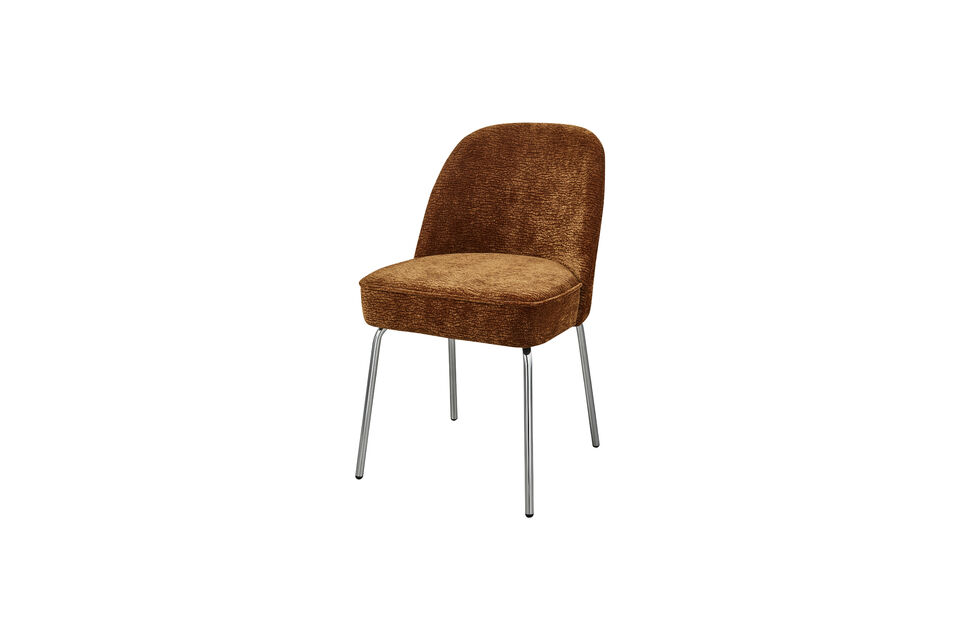 Chaise de salle à manger pieds chrome chenille 3D brun moyen VOGUE Woood