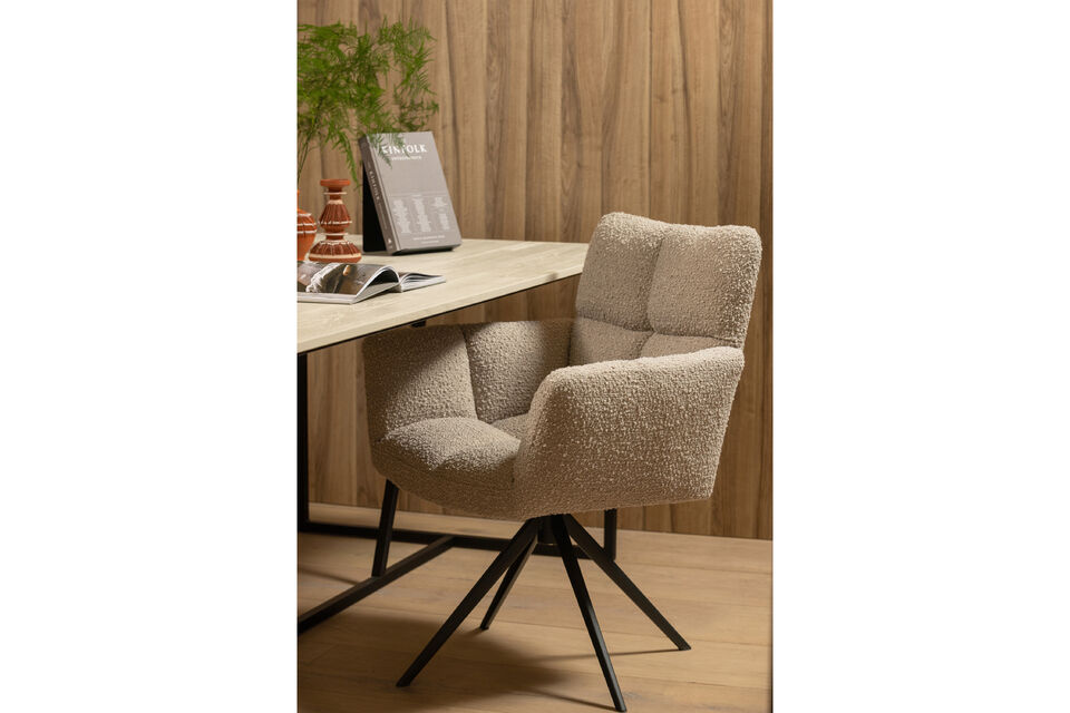 Chaise de salle à manger confortable avec base pivotante Rembourrée en bouclé doux (100%
