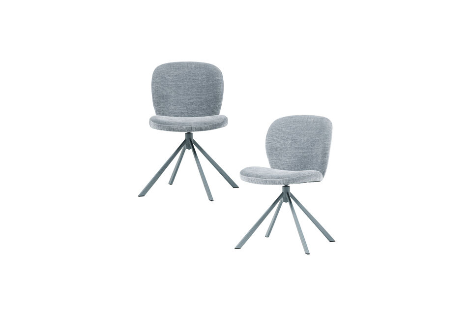 Chaise de salle à manger Femke avec pied pivotant Revêtement en tissu chenille doux (100 % PES)