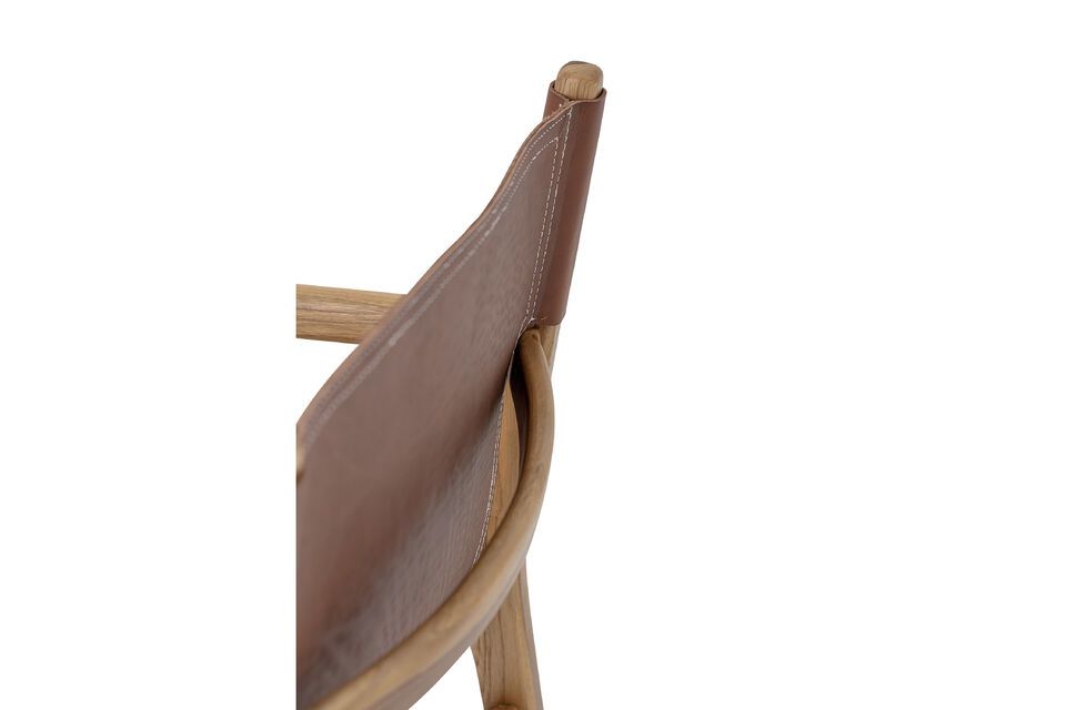 Chaise de salon en cuir marron Ollie - 10