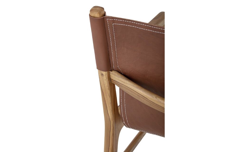 Chaise de salon en cuir marron Ollie - 11