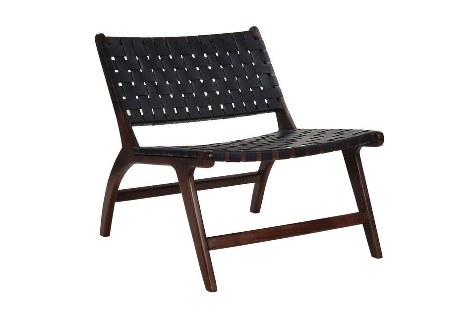 Chaise en bois et cuir noir Aosta Pomax