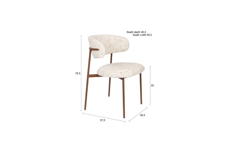 Chaise en tissu blanc Claes - 8