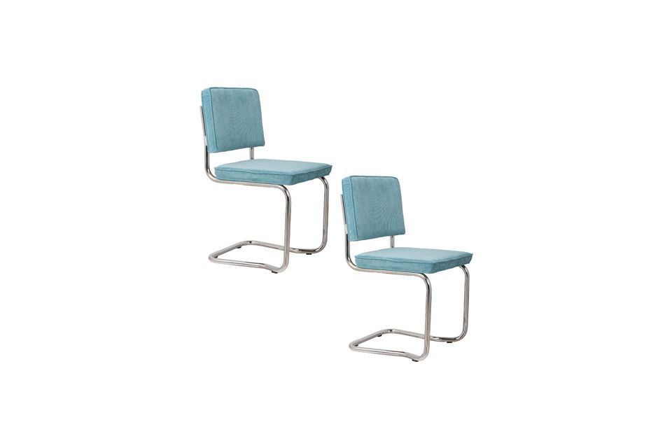 Chaise en tissu bleu Ridge Kink Rib - 18
