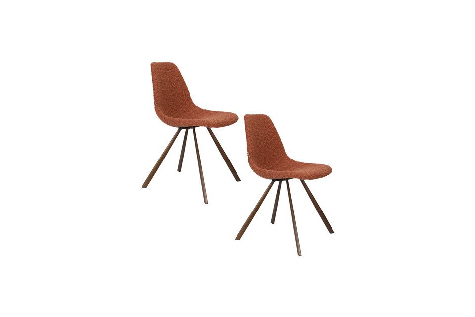 Chaise en tissu bouclé ocre Franky - 9
